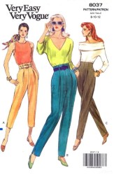 8037 VOGUE EASY TAPERED RAISED WAIST PANTS LENGTHS PATTERN 14-16